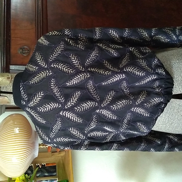 Zara Embroidered Leaf Semi-Sheer Lightweight Bomber Jacket - Picture 5 of 14